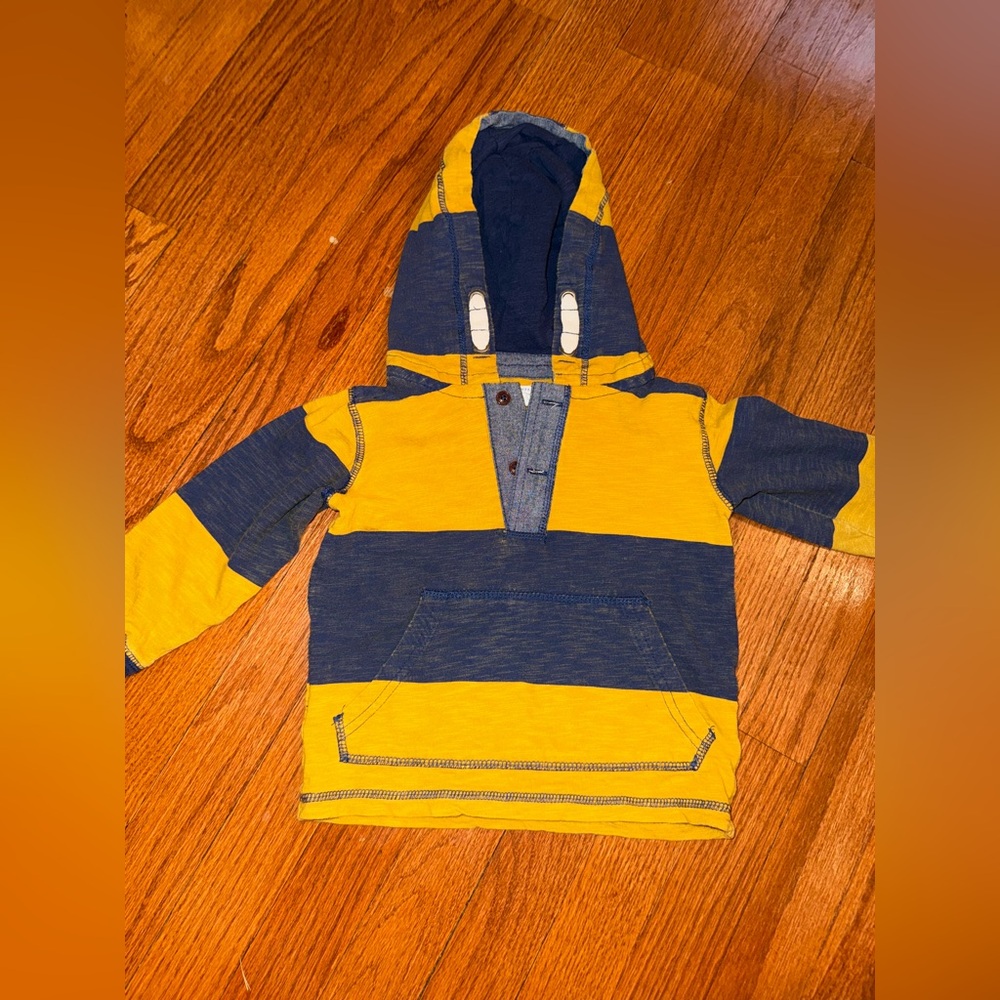 Pumpkin Patch Yellow and Blue Striped Hoodie